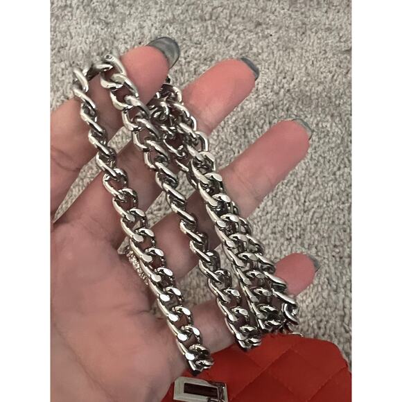 India Hicks Consort Quilted Leather Chain Strap Flap Crossbody Flame Tree NWOT - Picture 8 of 10